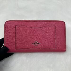 Coach Long Accordion Zip-around Wallet In Leather/Pink Magenta F54007 NWT